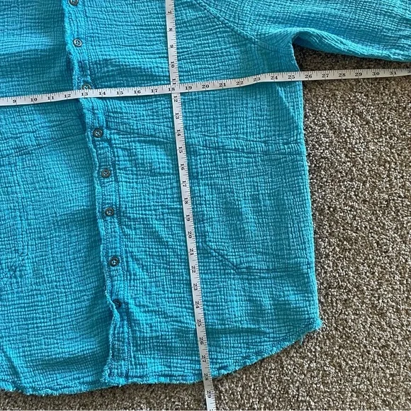 We The Free Summer Daydream Button Shirt Top Womens S Blue Long Sleeve Oversized - Picture 13 of 15